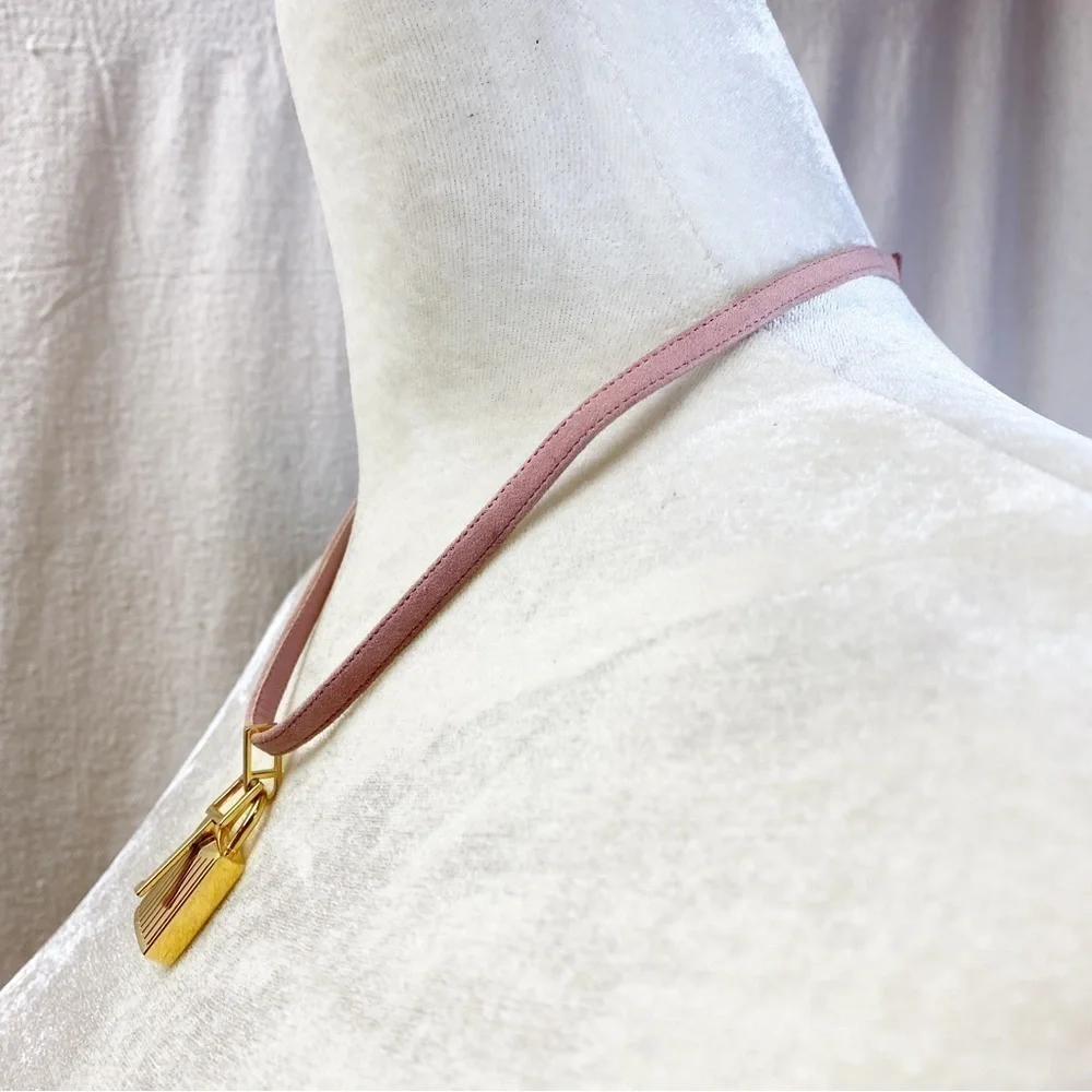 Authentic Tom Ford pink suede & Gold Padlock Anklet / Ankle Bracelet